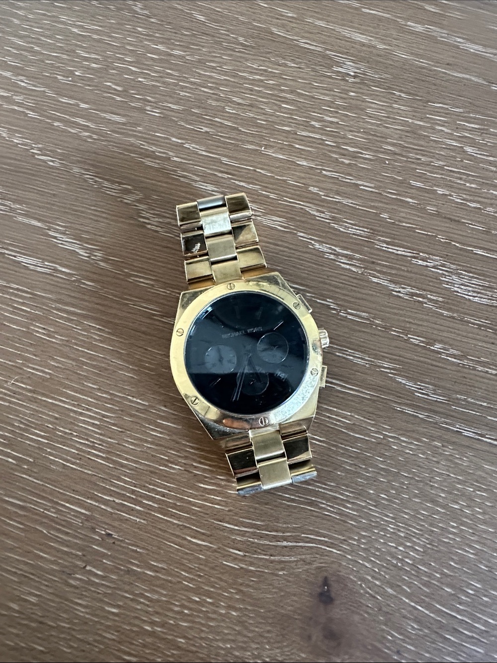 Michael Kors Gold Tone Bracelet Watch with Black Dial